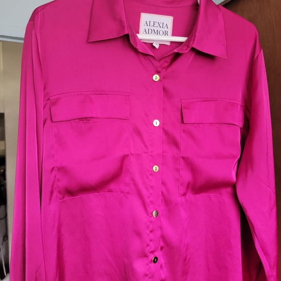 Alexia Admor Megenta Silk Blouse - Picture 7 of 7